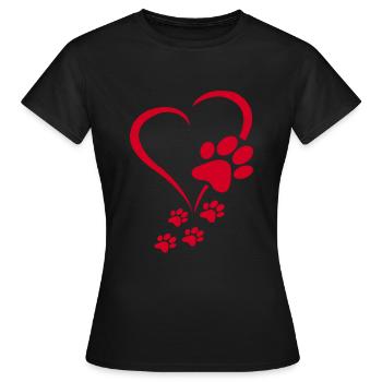 Dog Paws Hearts Baby Dogs - Dog Paw Dog Paw Print - Women's T-Shirt - black - Front - AI Model Female 172 dark (172cm)