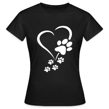Dog Paw Heart Dog Owner - Dog Paws Hearts Dog Paw - Women's T-Shirt - black - Front - AI Model Female 172 dark (172cm)