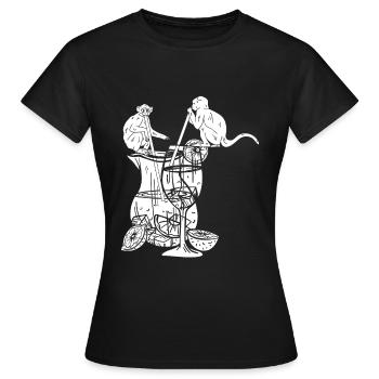 Singes orangs-outans avec sangria - Funny Monkey - T-shirt Femme - noir - Devant - AI Model Female 172 dark (172cm)