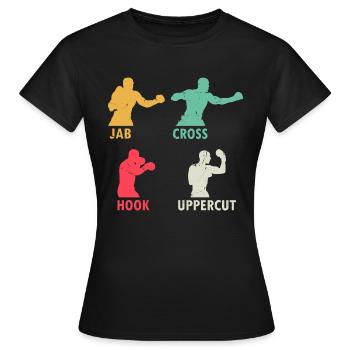 Boxing Jab Cross Hook Uppercut - Martial Arts Boxi - Frauen T-Shirt - Schwarz - Vorne - AI Model Female 172 dark (172cm)
