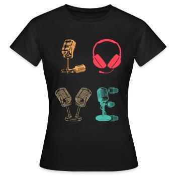 Podcast Host Podcaster Podcast LOVE Podcast Lover - Frauen T-Shirt - Schwarz - Vorne - AI Model Female 172 dark (172cm)