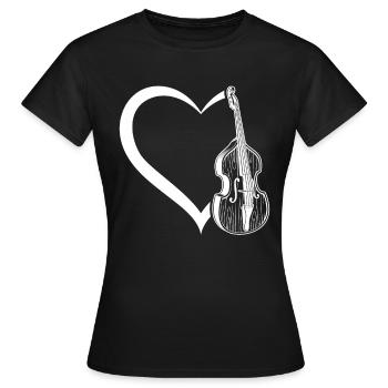 Double Bass Heart Double Bass Player Double Bassis - Women's T-Shirt - black - Front - AI Model Female 172 dark (172cm)