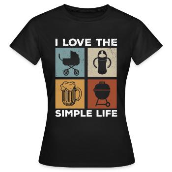J’aime la vie simple - Bonne fête des pères - T-shirt Femme - noir - Devant - AI Model Female 172 dark (172cm)