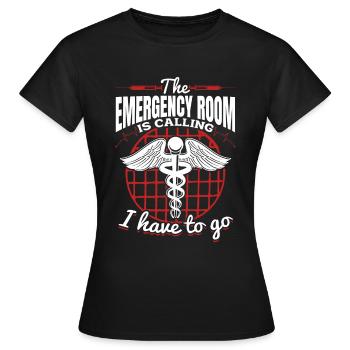 La salle d’urgence appelle - Infirmière d’urgence - T-shirt Femme - noir - Devant - AI Model Female 172 dark (172cm)