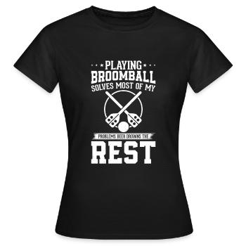 Jouer au ballon-balai Sport Drôle De Balai-Balai Dire - T-shirt Femme - noir - Devant - AI Model Female 172 dark (172cm)