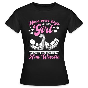 Arm Wrestle Arm Wrestler Girl Arm Wrestling Girl - Frauen T-Shirt - Schwarz - Vorne - AI Model Female 172 dark (172cm)