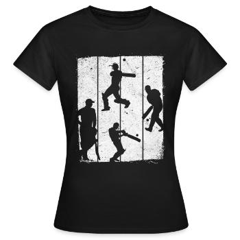 Cricket Retro Cricket Silhouette Retro Cricket - Frauen T-Shirt - Schwarz - Vorne - AI Model Female 172 dark (172cm)