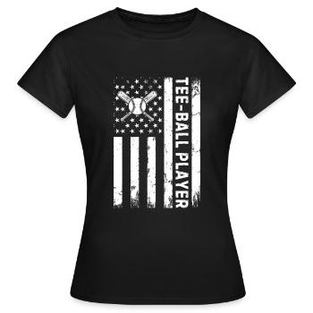 Tee-ball player US Flag Tee-ball - Women's T-Shirt - black - Front - AI Model Female 172 dark (172cm)