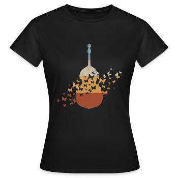 Double Bass With Butterflies Double Bassist Double - Women's T-Shirt - black - Front - AI Model Female 172 dark (172cm)