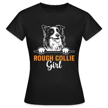 Rough Collie Dog Lover - Rough Collie Girl - Women's T-Shirt - black - Front - AI Model Female 172 dark (172cm)