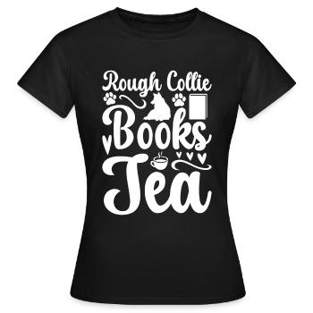 Rough Collie Books Tea - Rough Collie Puppy - Women's T-Shirt - black - Front - AI Model Female 172 dark (172cm)