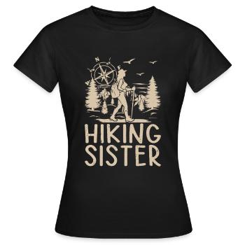 Mountain Hiking Sister Hiking Sister Hiking - Frauen T-Shirt - Schwarz - Vorne - AI Model Female 172 dark (172cm)