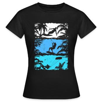 Kitesurfing Silhouette Kitesurfer Kiteboarding - Frauen T-Shirt - Schwarz - Vorne - AI Model Female 172 dark (172cm)
