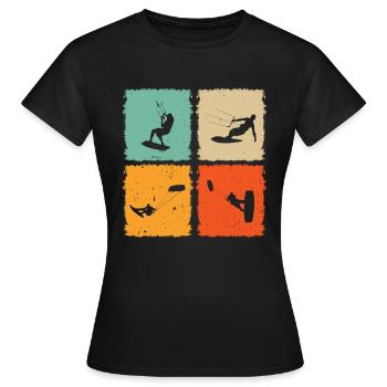 Kitesurfing Silhouette Kitesurfer Kiteboarding - Frauen T-Shirt - Schwarz - Vorne - AI Model Female 172 dark (172cm)