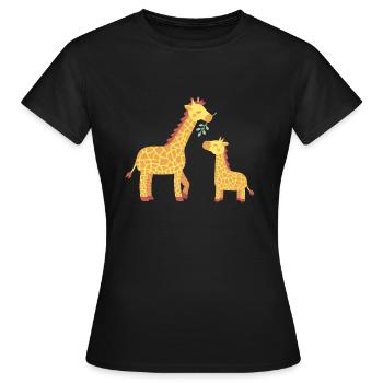 Cute Giraffe Mum and Baby Calf - Women's T-Shirt - black - Front - AI Model Female 172 dark (172cm)