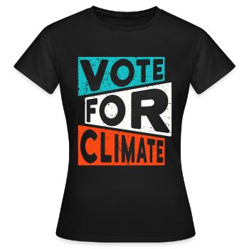Slogan sur le changement climatique : VOTEZ POUR LE CLIMAT - T-shirt Femme - noir - Devant - AI Model Female 172 dark (172cm)