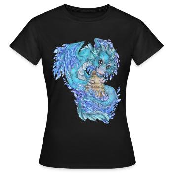 Niedlich Drache Phantasie Mythologie Wasser See - Frauen T-Shirt - Schwarz - Vorne - AI Model Female 172 dark (172cm)