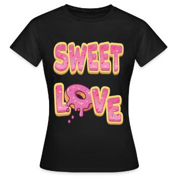 Sweet Love Donut Fastnachtsküchle Kräppel - Frauen T-Shirt - Schwarz - Vorne - AI Model Female 172 dark (172cm)