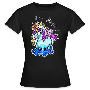 Einhorn Unicorn Süß - Frauen T-Shirt - Schwarz - Vorne - AI Model Female 172 dark (172cm)