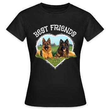 Schäferhund Mischling Best Friends Herz - Frauen T-Shirt - Schwarz - Vorne - AI Model Female 172 dark (172cm)