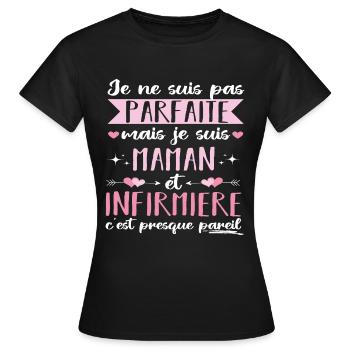 Maman et infirmière parfaite cadeau fête des mères - T-shirt Femme - noir - Devant - AI Model Female 172 dark (172cm)