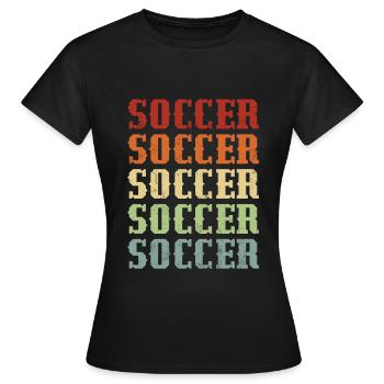 Fußball Retro Vintage Fußballspieler Retro Fußball - Frauen T-Shirt - Schwarz - Vorne - AI Model Female 172 dark (172cm)
