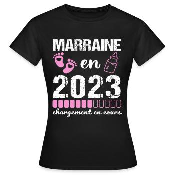Marraine en 2023 cadeau pour future marraine - T-shirt Femme - noir - Devant - AI Model Female 172 dark (172cm)