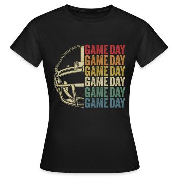 Retro Football Gameday American Football - Frauen T-Shirt - Schwarz - Vorne - AI Model Female 172 dark (172cm)