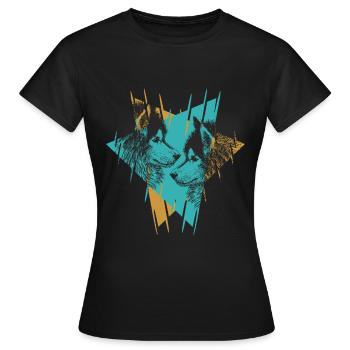 Wolf Spirit Animal Wolfpack Pleine Lune - T-shirt Femme - noir - Devant - AI Model Female 172 dark (172cm)