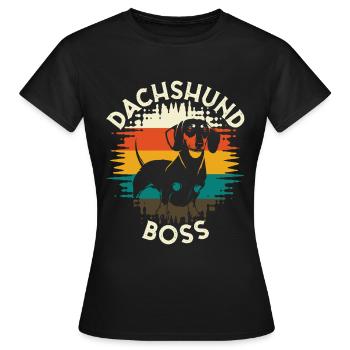Dachshund Boss Hund Vierbeiner - Frauen T-Shirt - Schwarz - Vorne - AI Model Female 172 dark (172cm)