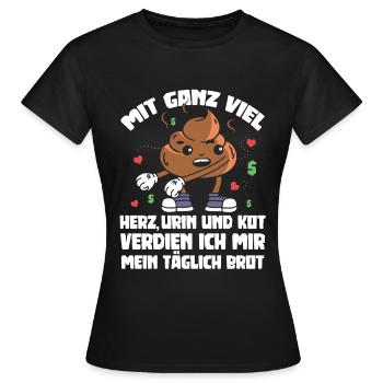 Altenpflegerin - Mit ganz viel Herz Urin und Kot - Frauen T-Shirt - Schwarz - Vorne - AI Model Female 172 dark (172cm)