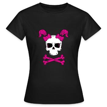Tête de mort avec des tresses - Halloween - T-shirt Femme - noir - Devant - AI Model Female 172 dark (172cm)