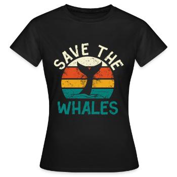 Save the whales - blue whale sperm whale whale - Women's T-Shirt - black - Front - AI Model Female 172 dark (172cm)