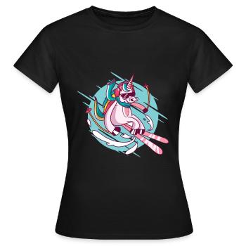 T-shirt ski licorne / ski licorne - T-shirt Femme - noir - Devant - AI Model Female 172 dark (172cm)