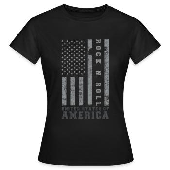Rock N Roll United States Amérique Drapeau USA - T-shirt Femme - noir - Devant - AI Model Female 172 dark (172cm)