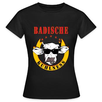 Badische Kuhlness - Baden Württemberg Schwarzwald - Frauen T-Shirt - Schwarz - Vorne - AI Model Female 172 dark (172cm)