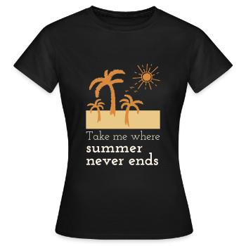 Sommer Palmen Strand Sonne Urlaub - Frauen T-Shirt - Schwarz - Vorne - AI Model Female 172 dark (172cm)