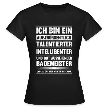 Bademeister Schwimmlehrer Lustiges - Frauen T-Shirt - Schwarz - Vorne - AI Model Female 172 dark (172cm)