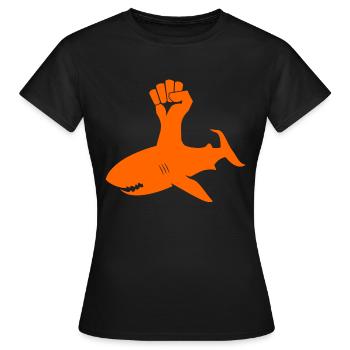 Requin Résiste Force - T-shirt Femme - noir - Devant - AI Model Female 172 dark (172cm)