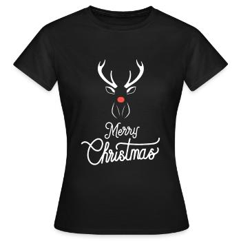 Weihnachts Rentier mit roter Nase - Frauen T-Shirt - Schwarz - Vorne - AI Model Female 172 dark (172cm)