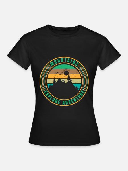 Mountains Explore Adventure - Frauen T-Shirt - Schwarz
