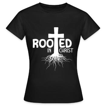 Enraciné en Christ - T-shirt Femme - noir - Devant - AI Model Female 172 dark (172cm)