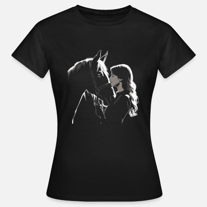 Cavaliere & Cavallo | Ragazza cavallo | Equitazione occidentale - Maglietta da donna - nero