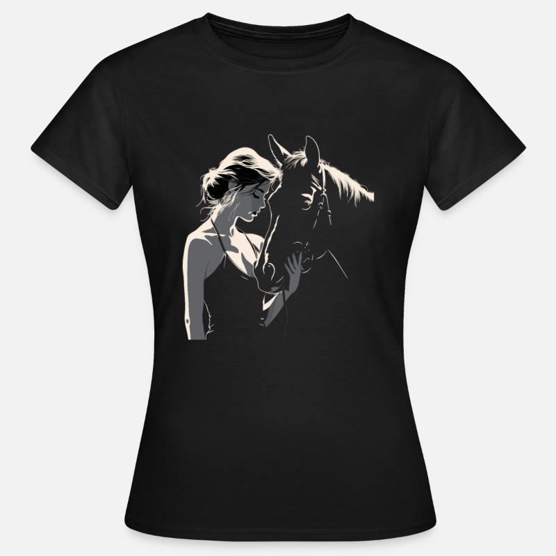 Cavaliere & Cavallo | Ragazza cavallo | Equitazione occidentale - Maglietta da donna - nero