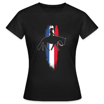 Cavalier Cheval & Western | Équitation Western - T-shirt Femme - noir - Devant - AI Model Female 172 dark (172cm)