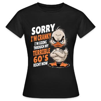 Ente 60. Geburtstag - Frauen T-Shirt - Schwarz - Vorne - AI Model Female 172 dark (172cm)