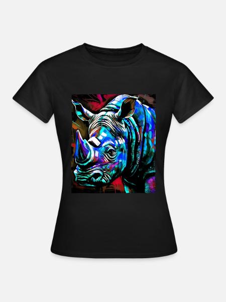 Nashorn Porträt - Frauen T-Shirt - Schwarz