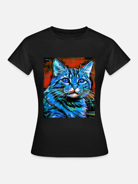 Katze Porträt - Frauen T-Shirt - Schwarz