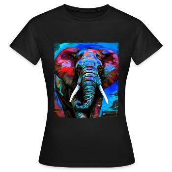 Elephant Portrait - Women's T-Shirt - black - Front - AI Model Female 172 dark (172cm)