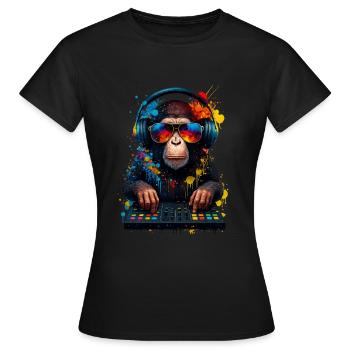 Rave DJ Monkey - Women's T-Shirt - black - Front - AI Model Female 172 dark (172cm)